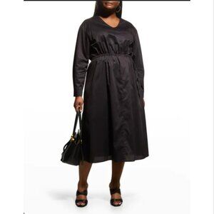 Harshman Belinda A-Line Midi Dress Black 3X Plus Size Lagenlook Minimalist